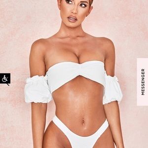 CORDELIA 
WHITE OFF SHOULDER BANDEAU BIKINI
